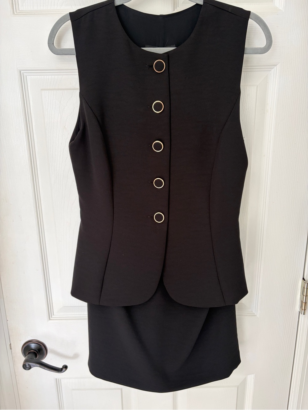 Zara Black One-Piece Skirt in Front, Shorts in the Back with Gold Ring Buttons